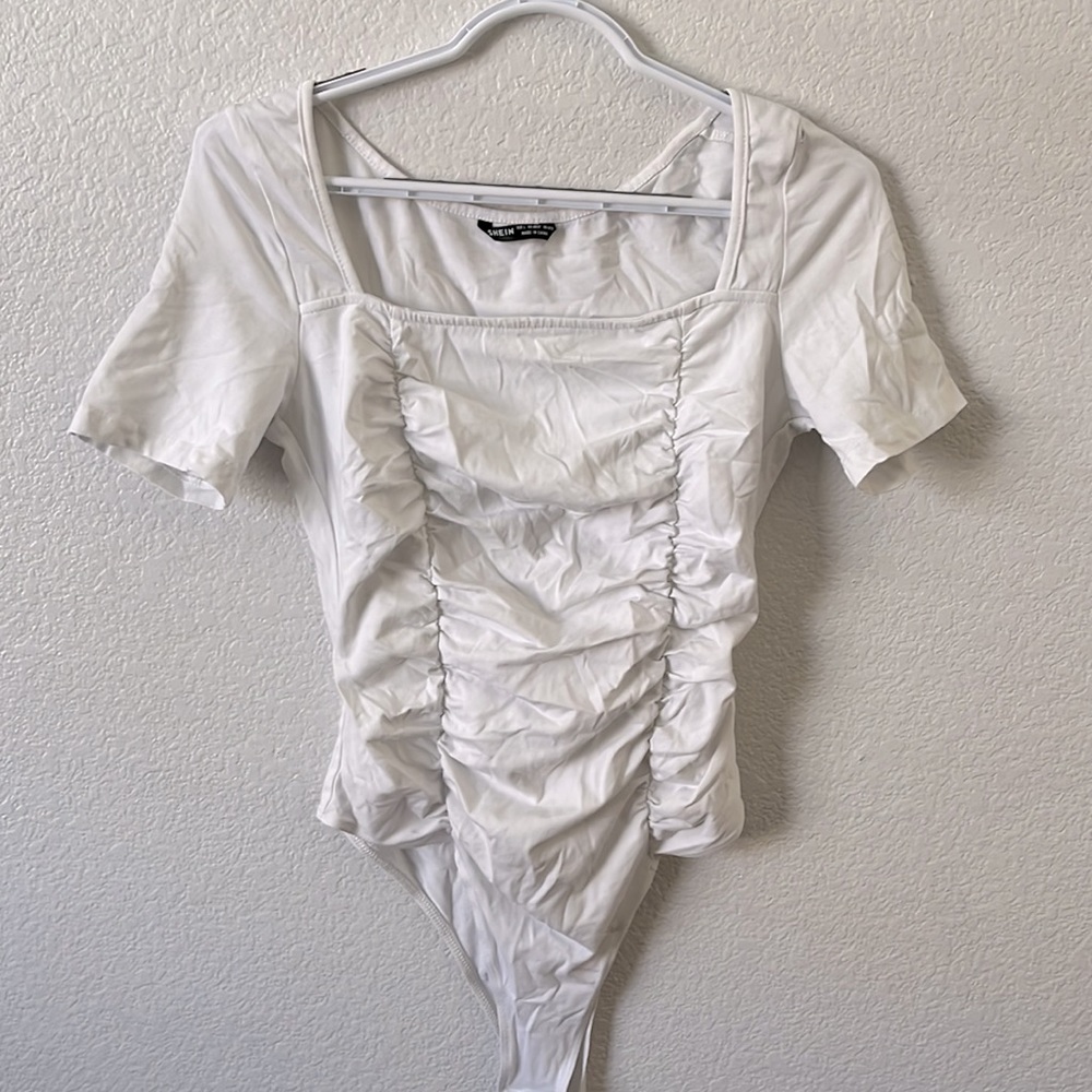 SHEIN white ruffle bodysuit